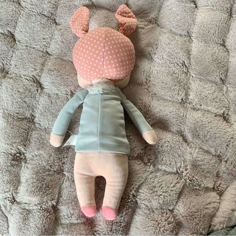 Metoo Angela Plush Doll Cloth Soft Gray Dress Pink Bunny Ears 14" - Picture 14 of 15